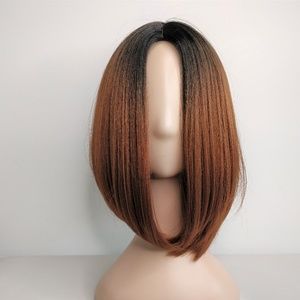 12" Medium Brown with Black Roots Bob Wig Color#30